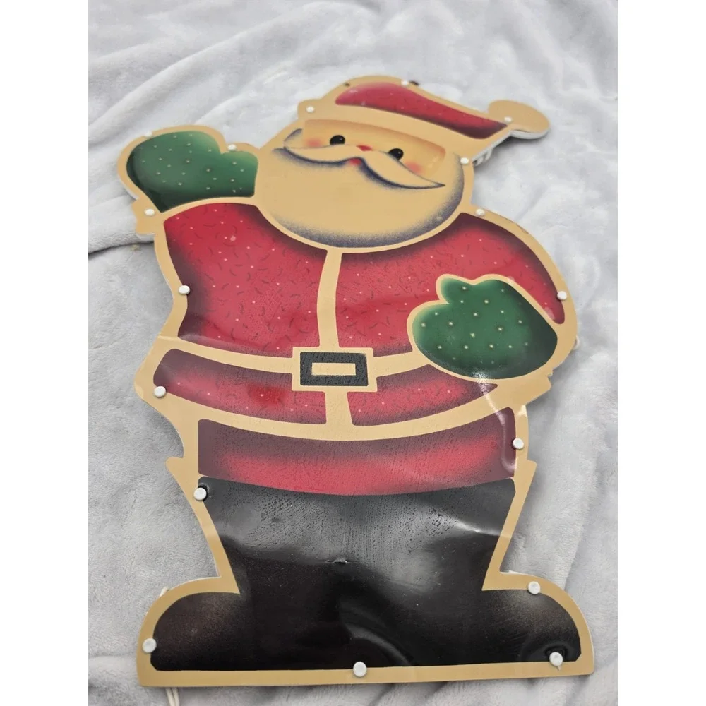 Impact Plastics Santa Claus Window Light Sculpture Waving 18x13 Christmas Decor